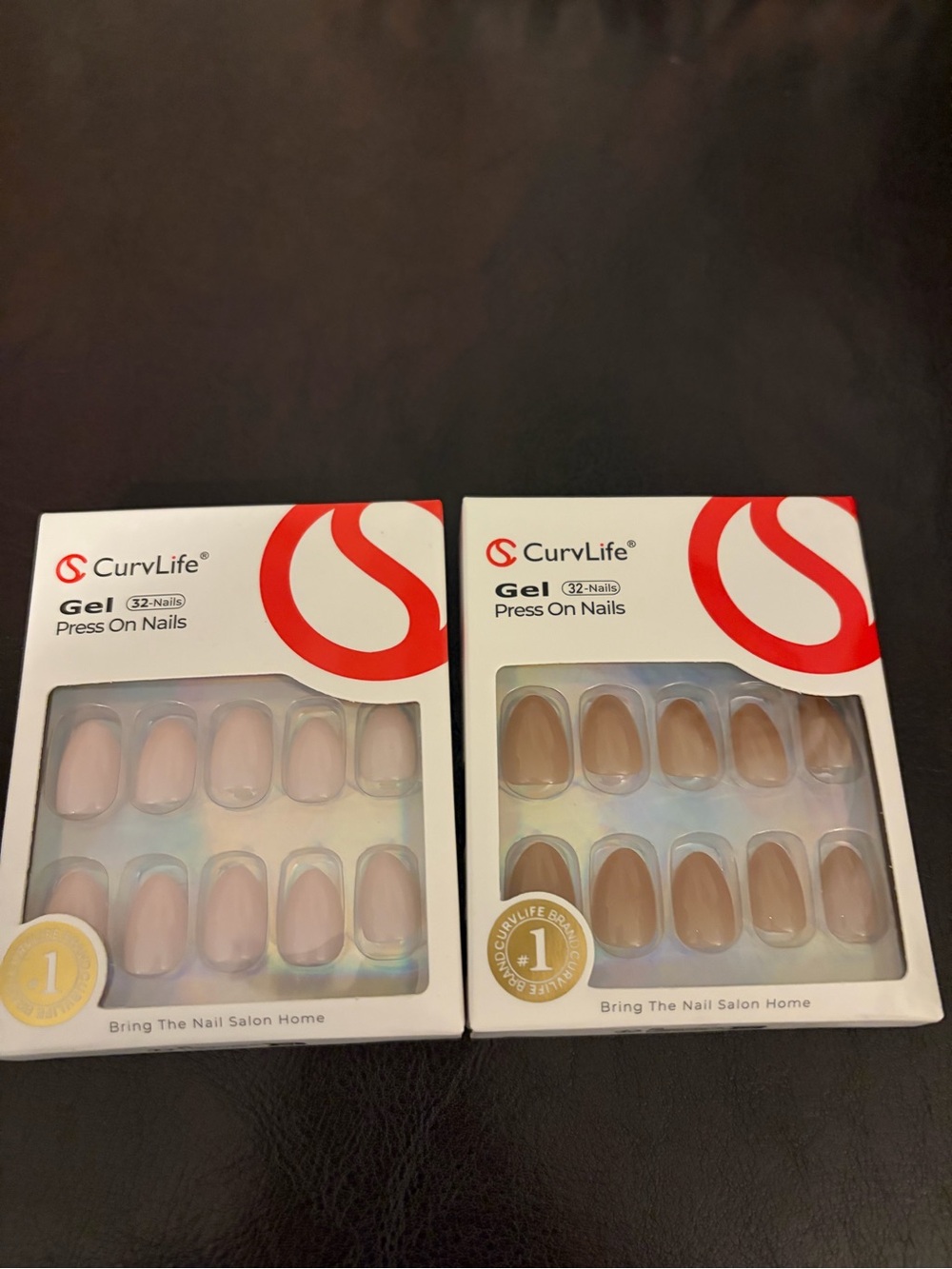 NEW in Box set of 2 Curv LifeGel Press-On Nails Pink & Nude 32 Nails short style